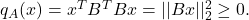 q_A(x) = x^TB^TBx = ||Bx||_2^2 \ge 0.