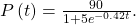 \,P\left(t\right)=\frac{90}{1+5{e}^{-0.42t}}.\,