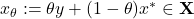 x_\theta:=\theta y+(1-\theta) x^* \in \mathbf{X}