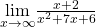 \underset{x\to \text{−}\infty }{\text{lim}}\frac{x+2}{{x}^{2}+7x+6}