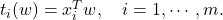 t_i(w) = x_i^Tw, \quad i = 1,\cdots, m.