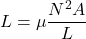 \[L = \mu \frac{N^2 A}{L}\]