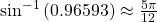 {\mathrm{sin}}^{-1}\left(0.96593\right)\approx \frac{5\pi }{12}