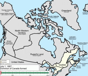 Canada's territorial evolution from 1867 to 2003.