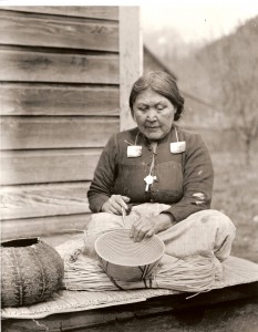 A Stolo woman with a cedar basket