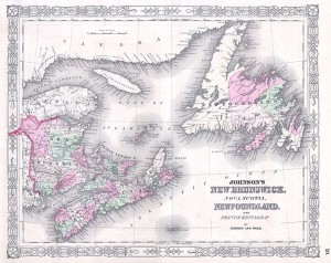 1864 map of the Atlantic colonies