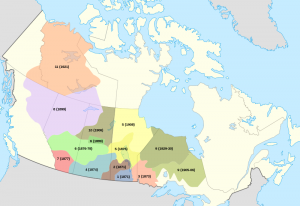 Map of Canada with the numbered treaties