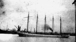 Grainy photo of a ship