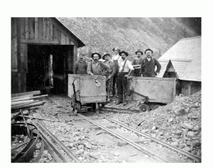 Men standing before a mine