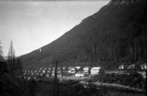 Lined houses of a mountainside town