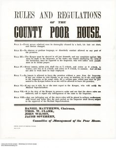 List of "Rules and Regulations of the County Poor House"