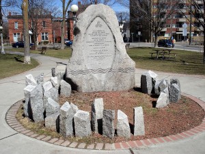 Inscribed monument in a park