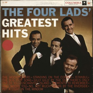 Album cover with four smiling men in suits and the title "The Four Lads' Greatest Hits"