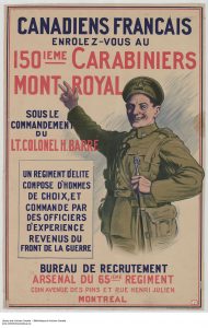 French poster with an armed man in military garb