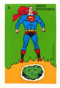 Drawing of Superman with a piece of "green kryptonite"