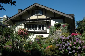 Exterior of a house and flowery garden