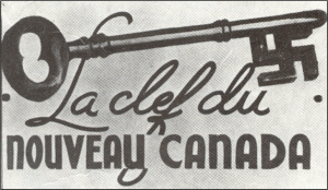 Postcard with a key reading "La clef du Nouveau Canada"