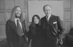 John Lennon, Yoko Ono, and Pierre Trudeau in 1969.