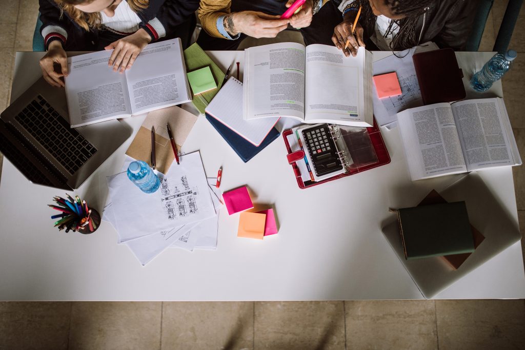 group of students studying