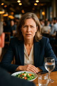 A manager sits across from you at a loud restaurant straining to hear what you're saying.