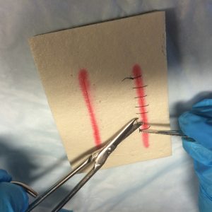 Never pull contaminated suture underneath the tissue