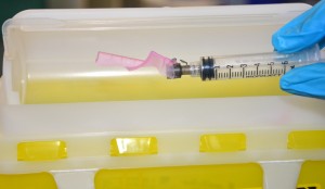 Dispose of syringe in sharps container