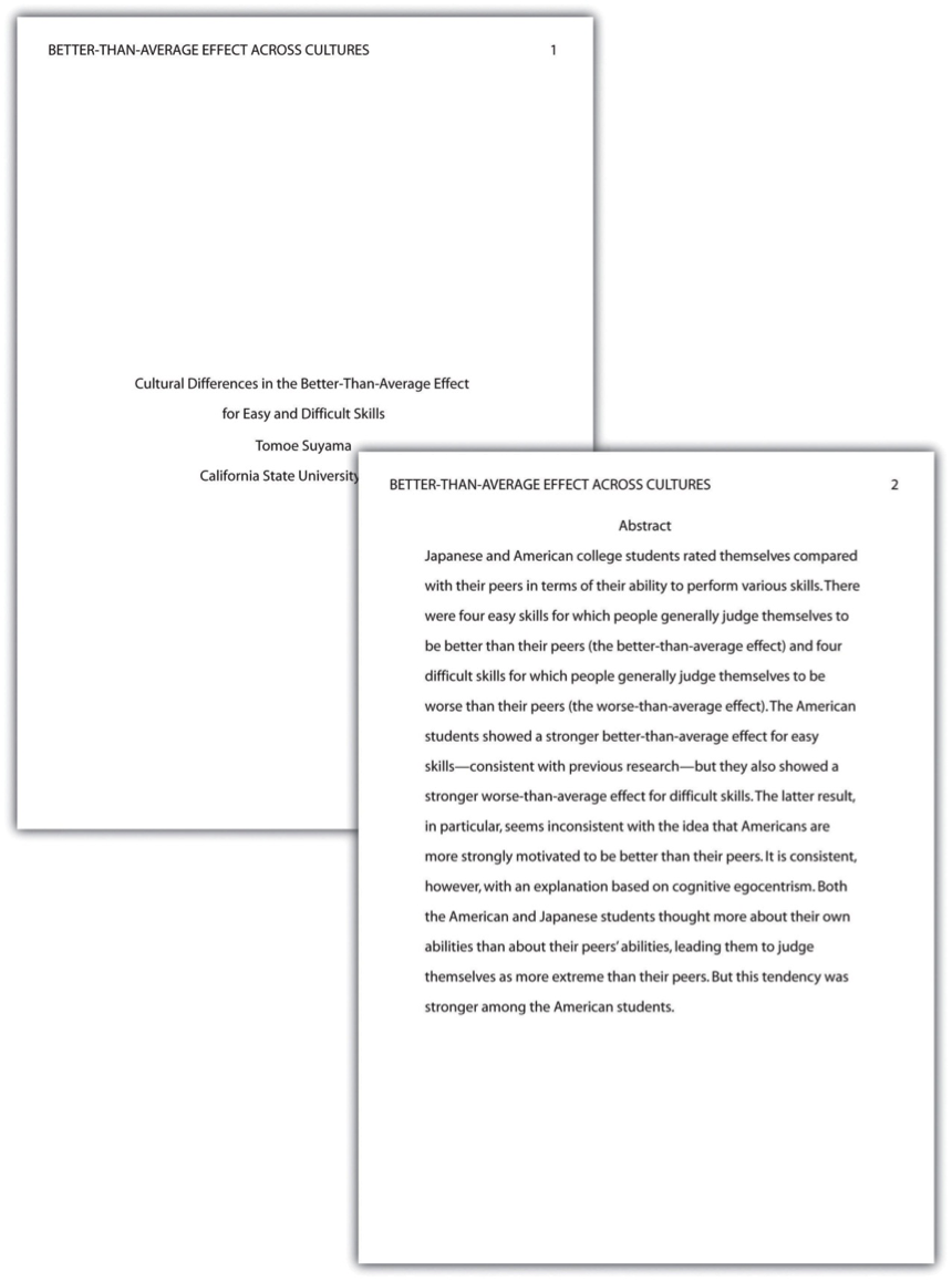 Figure 11.2 Title Page and Abstract. This student paper does not include the author note on the title page. The abstract appears on its own page.