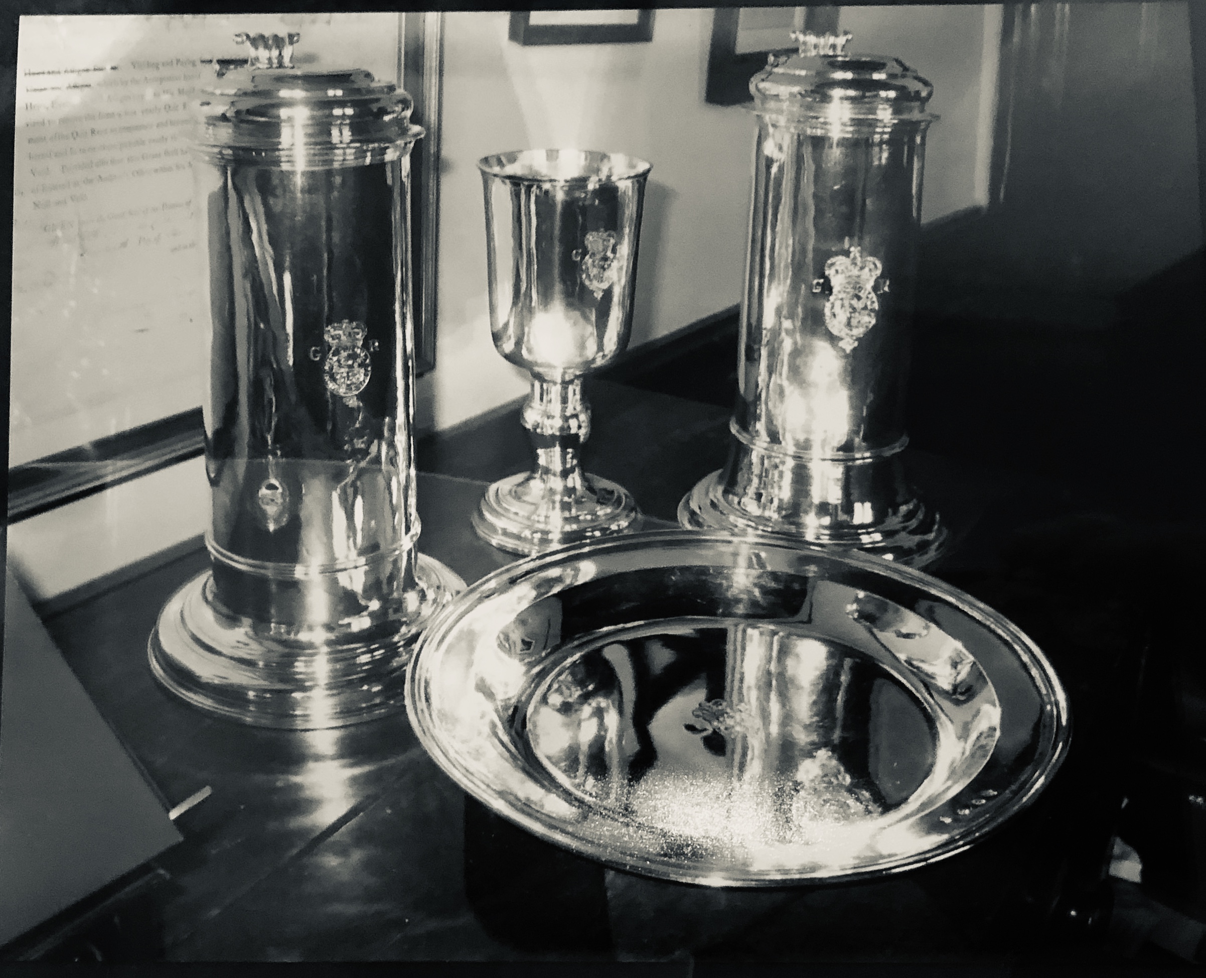 Another Queen Anne silver communion service, St. Paul's Church, Halifax, Nova Scotia. Photo by: Francis Garthone. Credits to: Hantsheroes