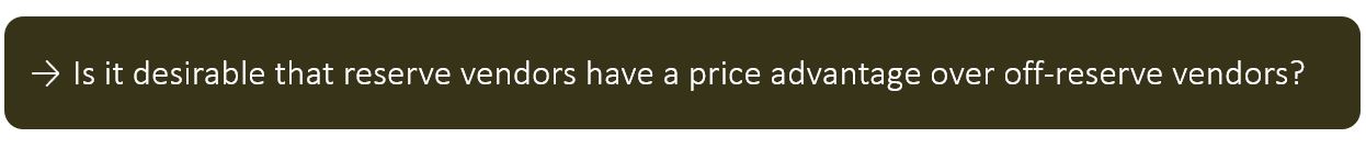 Is it desirable that reserve vendors have a price advantage over off-reserve vendors?