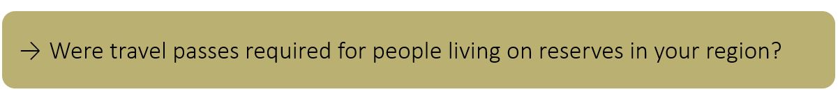 Were travel passes required for people living on reserves in your region?