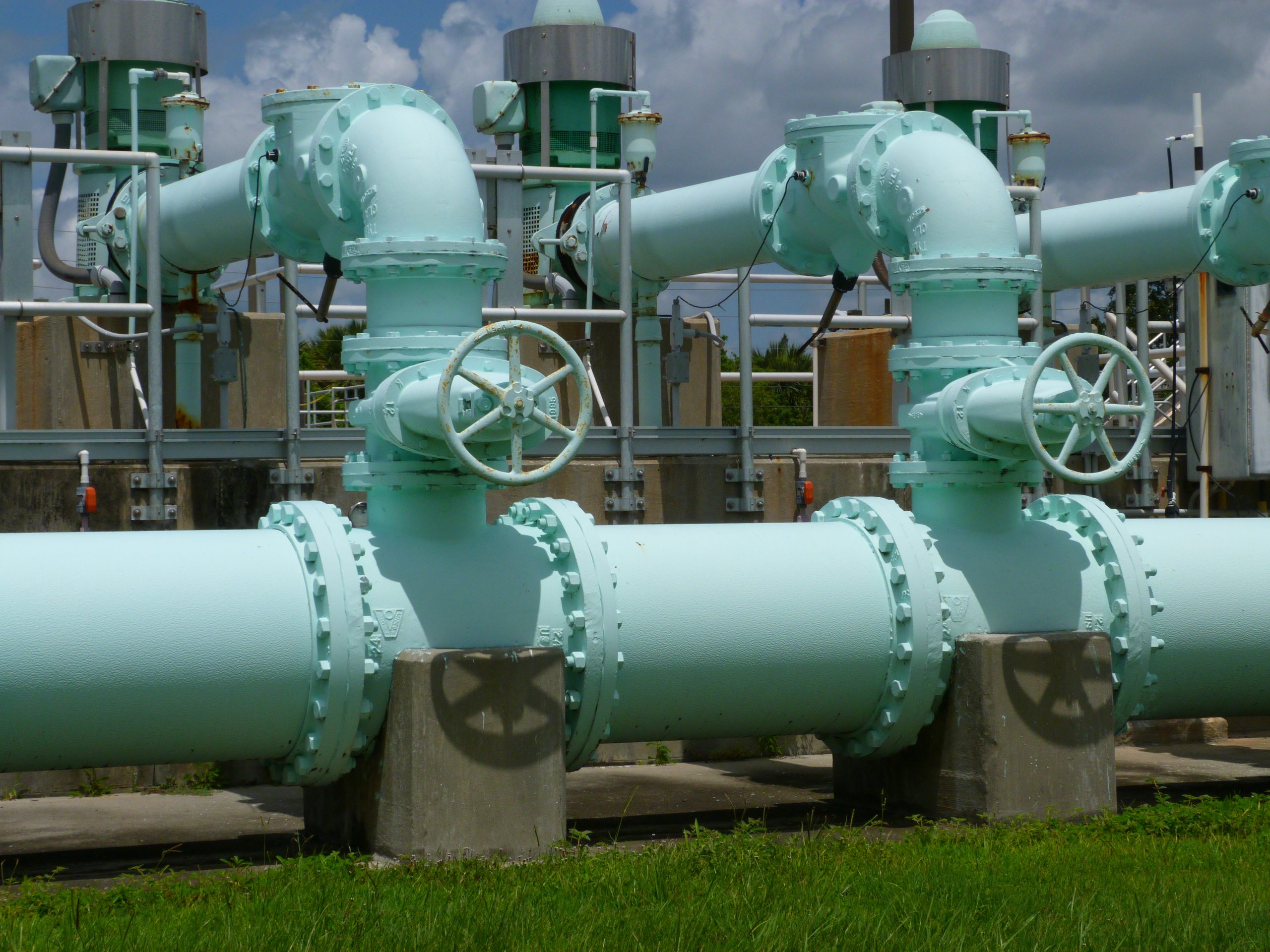 A network of gas pipes at a control station.