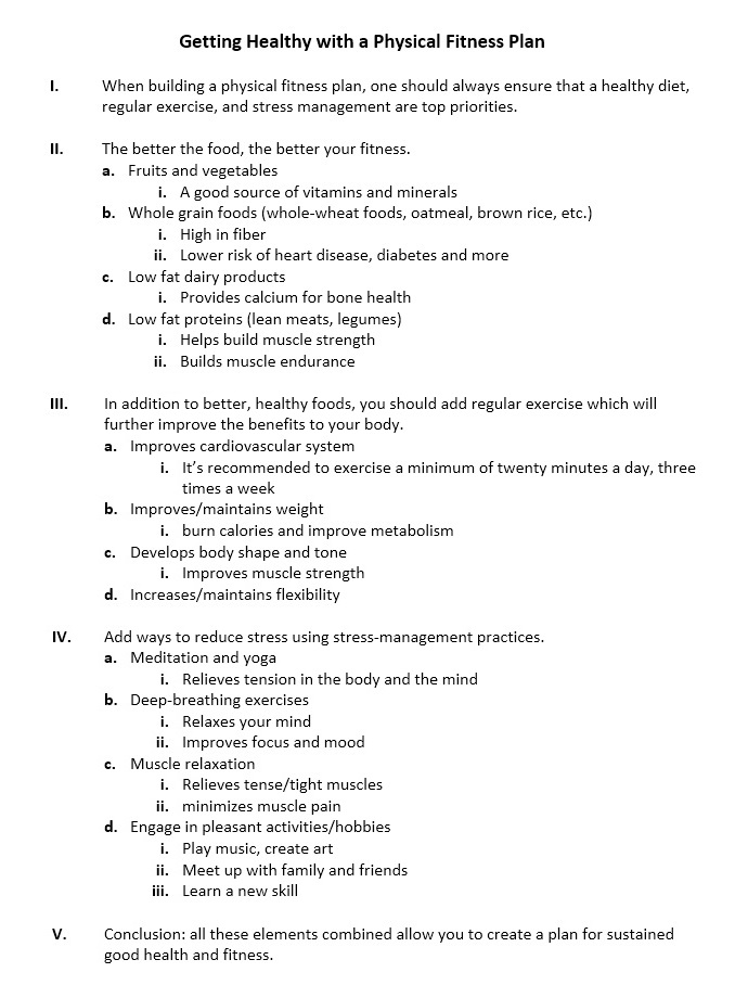 Standard 5 paragraph outline example