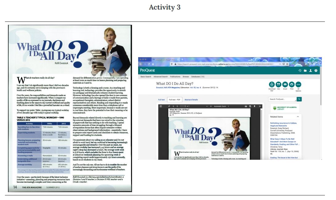 image of one page of a source document. Image shows a title, author name, and inset image at the topic, two columns to text and a table in the middle, and at the bottom: 14 The ATA Magazine SUMMER 2012