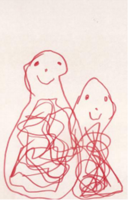 Childs drawing of "creatures with heads"