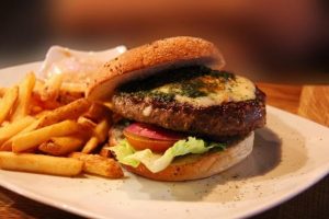 Picture of a hamburger and french fries