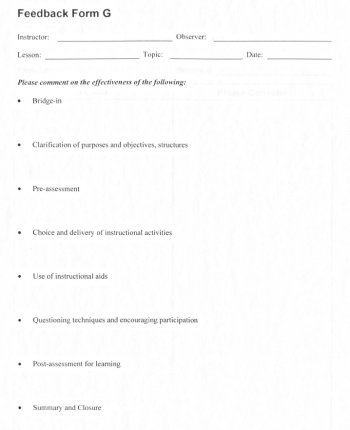 Feedback Forms – Online ISW Modules