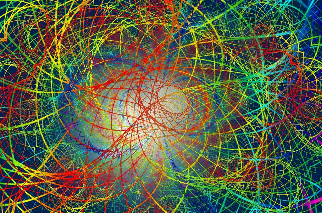 image of a network of multi coloured lines in multiple circles