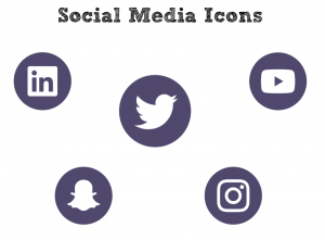 collection of icons of social media including linkedin, twitter, youtube, snapchat and instagram