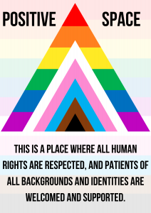 Poster showing "this is a place where all human rights are respected, and patients of all backgrounds and identities are welcomes and supported."