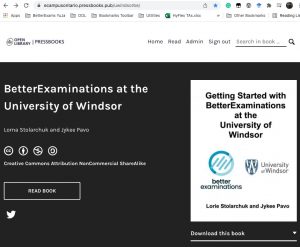 Home page of BE book with title of BetterExaminations at the University of Windsor