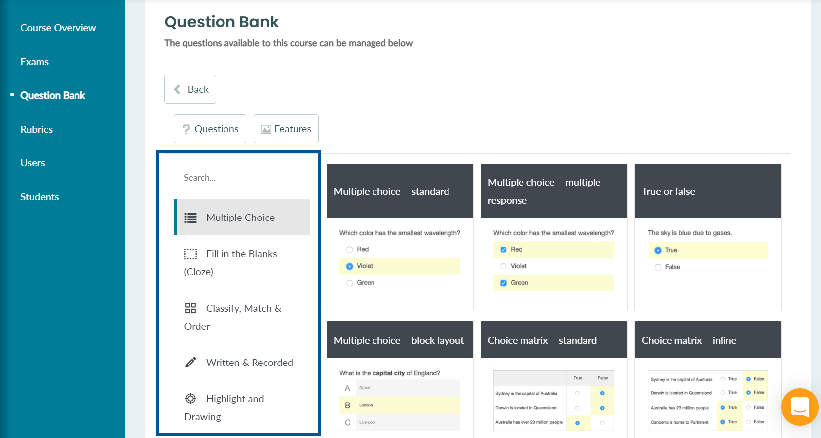 The BetterExaminations Question generator with multitude of question types