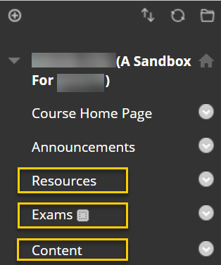 Blackboard Course Menu