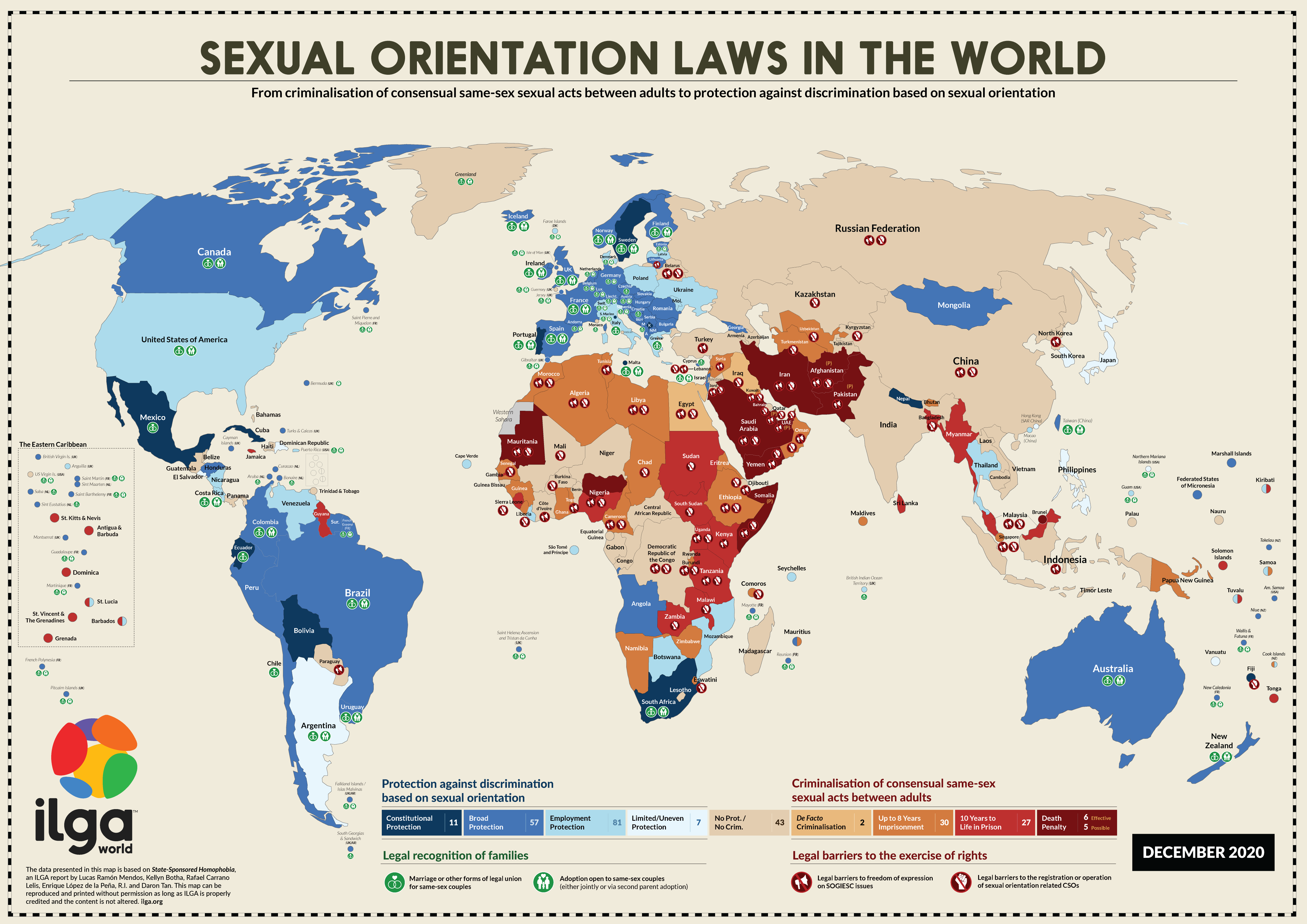 Map of Sexual Orientation Laws in the World. Credits to; ILGA World