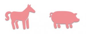 Icon drawings of pink horse and pink pig.