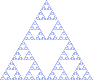 A repeating pattern of triangles inside of other triangles