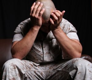 A soldier who is battling PTSD
