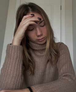Woman looking depressed.