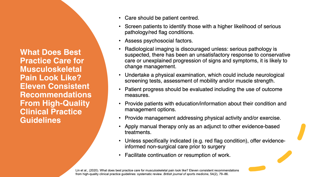 Best Practice Recommendations for Musculoskeletal Pain
