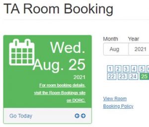 TA room booking example of booking for August 25
