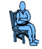 Cartoon of a person sitting in a chair with their arms crossed, hands tucked underneath their underarms.